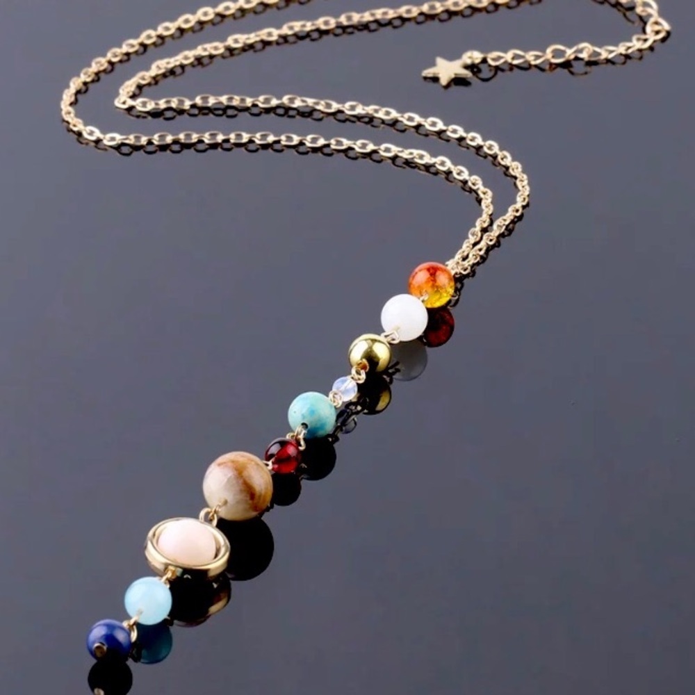 Solar System Aligned Planet/Star Science Necklace
